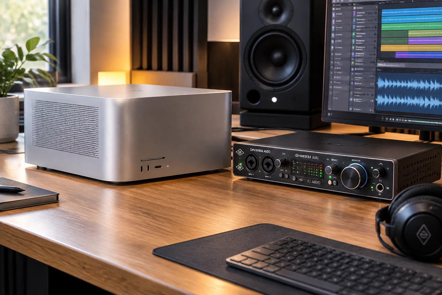 High performance desktop computing setup running intensive multitrack audio processing